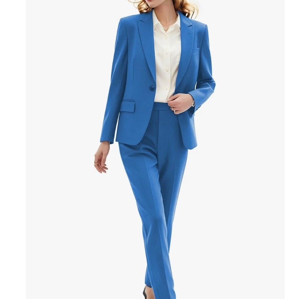 Le Suit Pant Suit Women 16 Imperial Blue 2PC Notched Lapel Career NWT